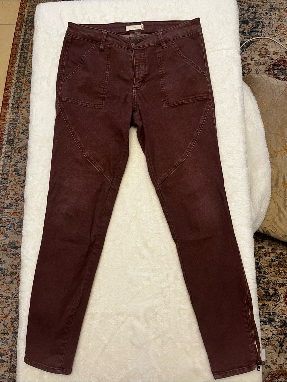 Women's Slim Fit Brown Utility Jeans